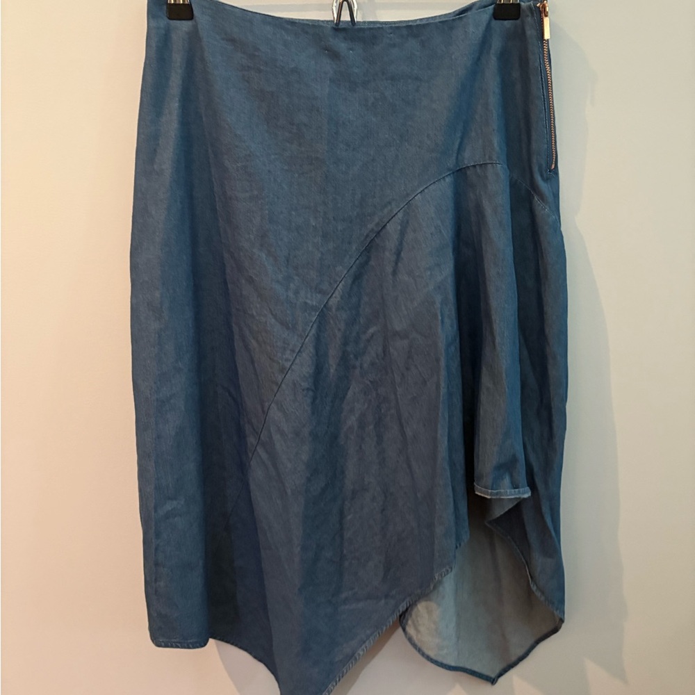 Mossimo Supply Co Blue Asymmetrical Midi Skirt in Size 4